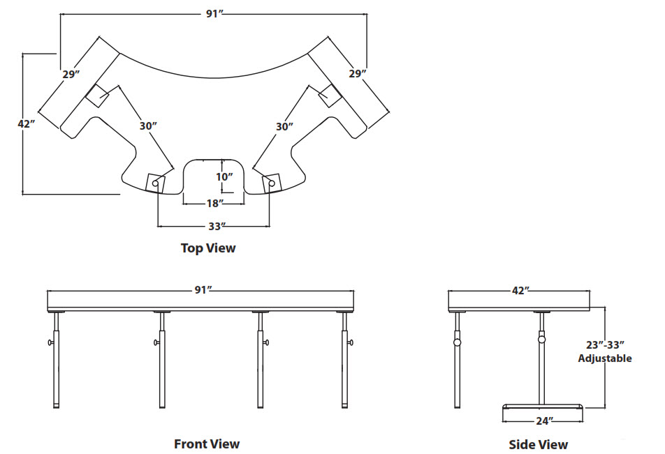 HeightAdjustable Curved Therapy Tables FREE Shipping